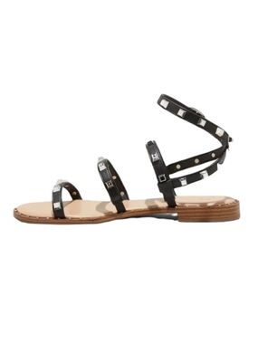 a new day - Astrid Rockstud Studded Sandals in Black Vegan Leather
